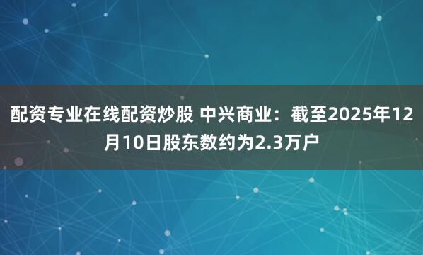 配资专业在线配资炒股 中兴商业：截至2025年12月10日股东数约为2.3万户